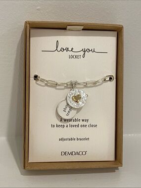 NEW IN BOX DEMDACO Silver and Gold Heart Locket Bracelet